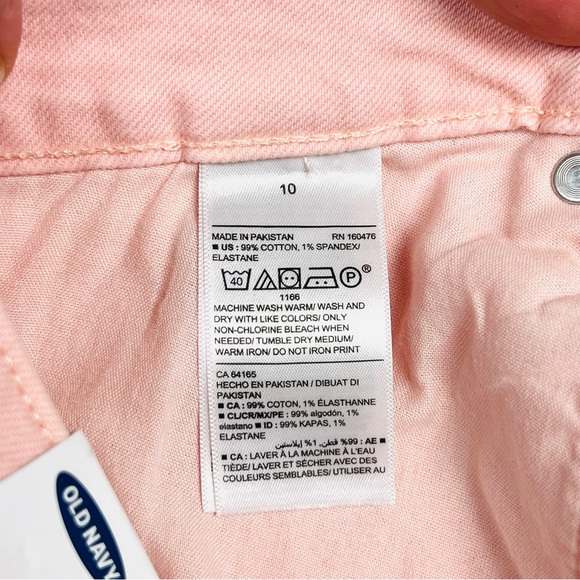 Old Navy Women's Pink Denim Mini Skirt Frayed Hem Size 10 NEW Button up - Picture 9 of 11